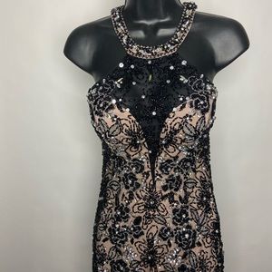 Rachel Allan Black Sheer Formal Dress-Size 2